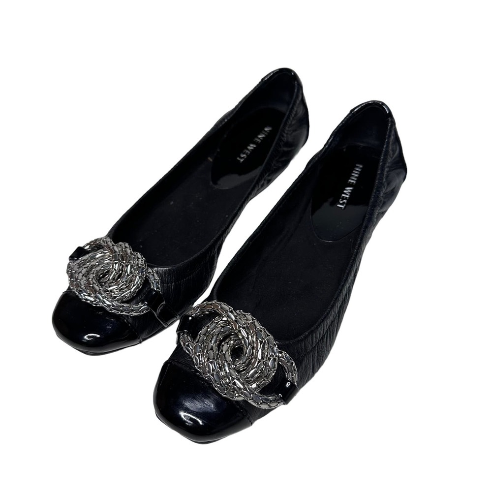 Nine West leather black flats